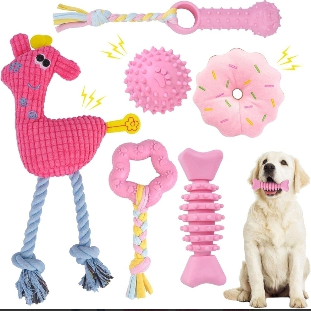 New Puppy Toy for Teething Soft & Durable 6-pack Dog Chew Squeaky Toys for Small